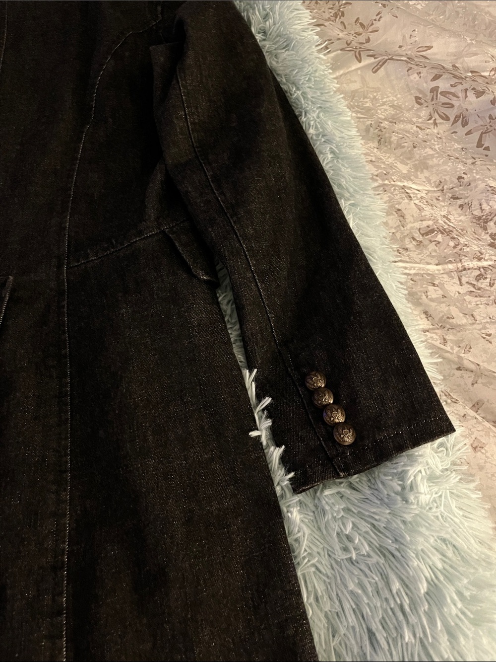LAUREN by RALPH LAUREN BLACK DENIM W VELVET COLAR STUNNING TAILORED COAT NEW M - Picture 13 of 16